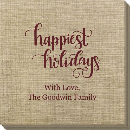 Hand Lettered Happiest Holidays Bamboo Luxe Napkins